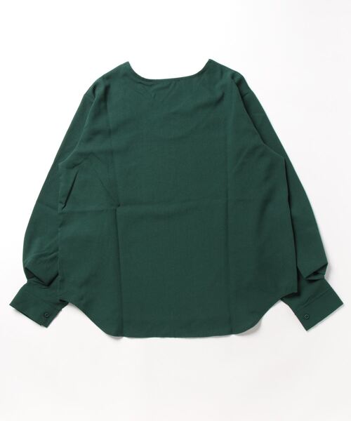 and it_(アンドイット)の「リネンライクシームレスVネック長袖プルオーバー(Tシャツ/カットソー・レディース・アイボリー/スミクロ/ダークグリーン・FREE)」の19枚目の写真