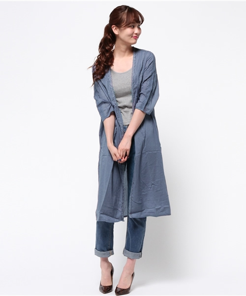 mystic（ミスティック）の「ローンガウン（シャツ/ブラウス・レディース・オフホワイト/ブラック/キャメル/ブルー・ﾌﾘ-）」の4枚目の写真