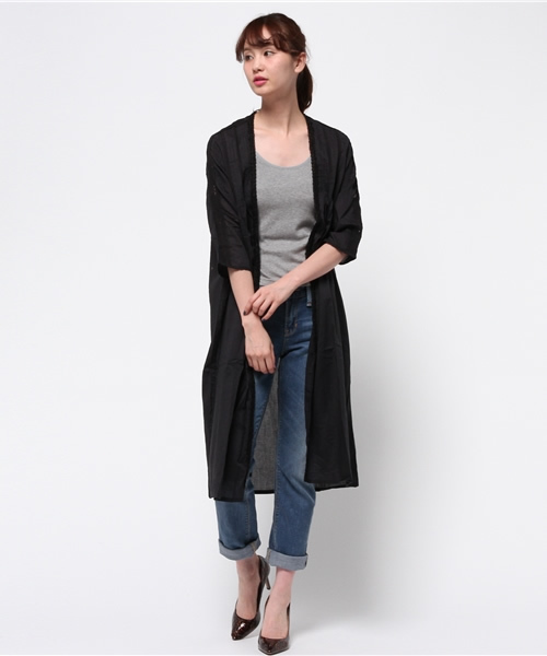 mystic（ミスティック）の「ローンガウン（シャツ/ブラウス・レディース・オフホワイト/ブラック/キャメル/ブルー・ﾌﾘ-）」の3枚目の写真