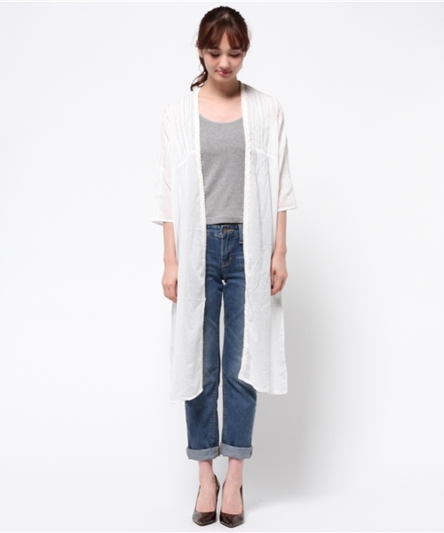 mystic（ミスティック）の「ローンガウン（シャツ/ブラウス・レディース・オフホワイト/ブラック/キャメル/ブルー・ﾌﾘ-）」の5枚目の写真