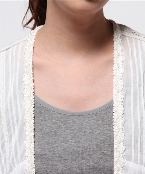 mystic（ミスティック）の「ローンガウン（シャツ/ブラウス・レディース・オフホワイト/ブラック/キャメル/ブルー・ﾌﾘ-）」の8枚目の写真