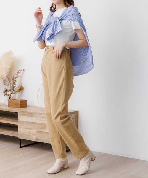 Ada.(エイダ)の「シンプル スタイリッシュ カラーテーパード チノパンツ(スラックス・レディース・グリーン/ベージュ/ライトグレー/ナチュラル/ホワイト/ピンク・L/XL/M/S)」の10枚目の写真