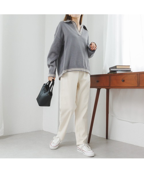 Ada.(エイダ)の「シンプル スタイリッシュ カラーテーパード チノパンツ(スラックス・レディース・グリーン/ベージュ/ライトグレー/ナチュラル/ホワイト/ピンク・L/XL/M/S)」の17枚目の写真