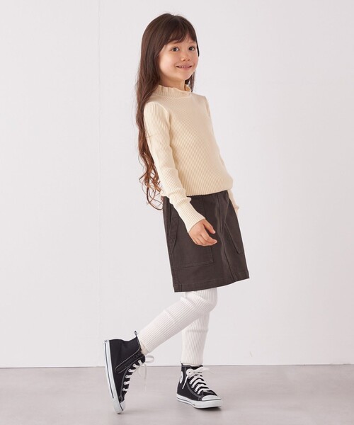 SHIPS any(シップス エニィ)の「SHIPS any: フリル タートルネック リブ ニット<KIDS>(Tシャツ/カットソー・キッズ・グレー/ナチュラル/ネイビー・S(110-120)/L(140-150)/M(125-135))」の4枚目の写真