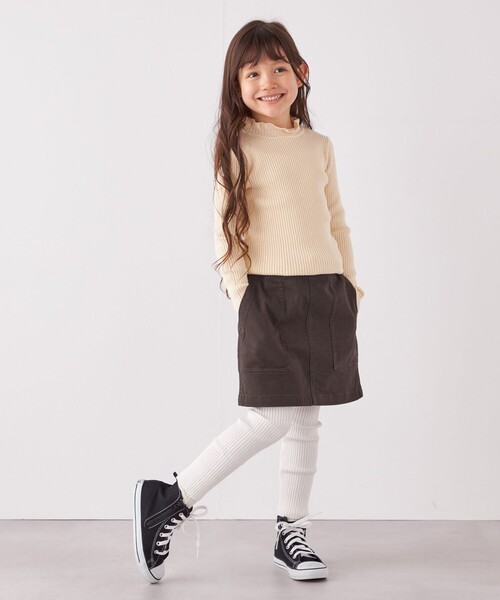 SHIPS any(シップス エニィ)の「SHIPS any: フリル タートルネック リブ ニット<KIDS>(Tシャツ/カットソー・キッズ・グレー/ナチュラル/ネイビー・S(110-120)/L(140-150)/M(125-135))」の5枚目の写真