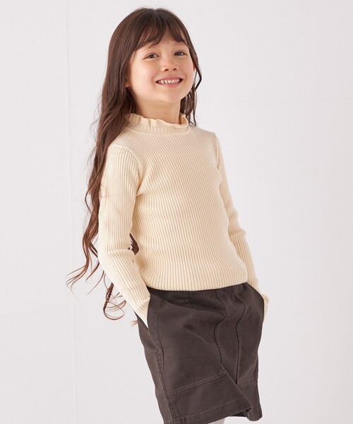 SHIPS any(シップス エニィ)の「SHIPS any: フリル タートルネック リブ ニット<KIDS>(Tシャツ/カットソー・キッズ・グレー/ナチュラル/ネイビー・S(110-120)/L(140-150)/M(125-135))」の6枚目の写真