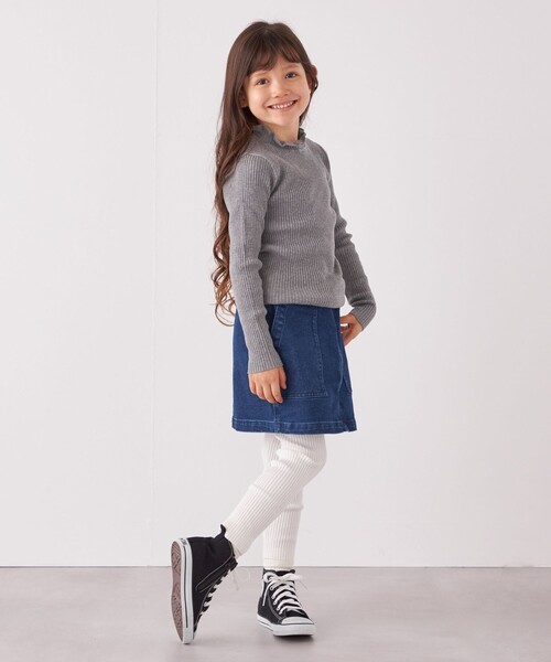 SHIPS any(シップス エニィ)の「SHIPS any: フリル タートルネック リブ ニット<KIDS>(Tシャツ/カットソー・キッズ・グレー/ナチュラル/ネイビー・S(110-120)/L(140-150)/M(125-135))」の9枚目の写真
