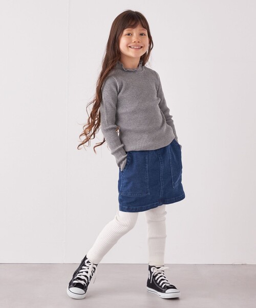 SHIPS any(シップス エニィ)の「SHIPS any: フリル タートルネック リブ ニット<KIDS>(Tシャツ/カットソー・キッズ・グレー/ナチュラル/ネイビー・S(110-120)/L(140-150)/M(125-135))」の11枚目の写真