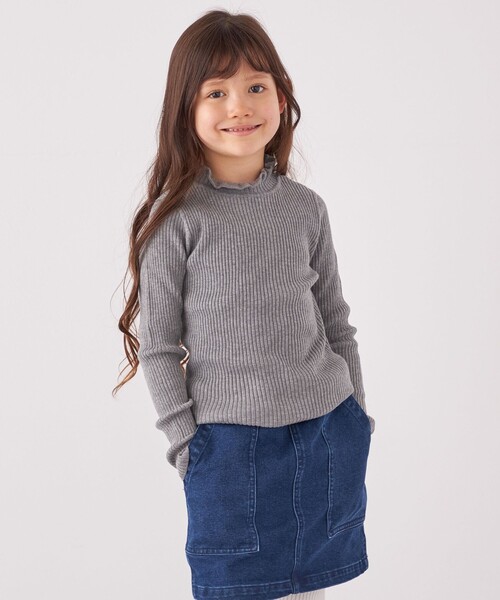 SHIPS any(シップス エニィ)の「SHIPS any: フリル タートルネック リブ ニット<KIDS>(Tシャツ/カットソー・キッズ・グレー/ナチュラル/ネイビー・S(110-120)/L(140-150)/M(125-135))」の13枚目の写真