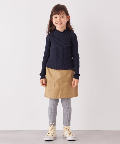 SHIPS any(シップス エニィ)の「SHIPS any: フリル タートルネック リブ ニット<KIDS>(Tシャツ/カットソー・キッズ・グレー/ナチュラル/ネイビー・S(110-120)/L(140-150)/M(125-135))」の14枚目の写真