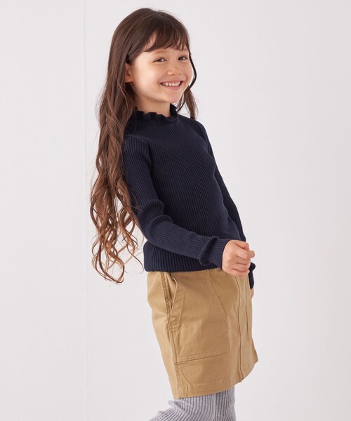 SHIPS any(シップス エニィ)の「SHIPS any: フリル タートルネック リブ ニット<KIDS>(Tシャツ/カットソー・キッズ・グレー/ナチュラル/ネイビー・S(110-120)/L(140-150)/M(125-135))」の16枚目の写真