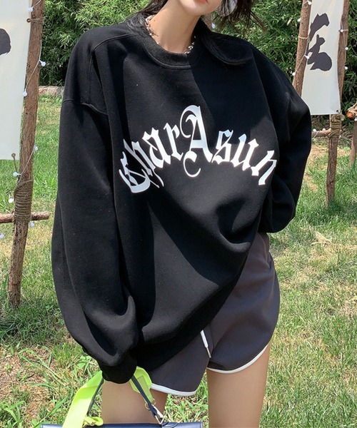 GLAMOROUS JANE(グラマラスジェーン)の「ロゴプリントオーバーサイズプルオーバー(スウェット・レディース・ブラック/杢グレー・FREE)」の5枚目の写真