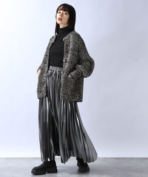 JEANASIS（ジーナシス）の「MIXヤーンオーバークルーカーディガン/989706（カーディガン/ボレロ・レディース・ブラック系その他/ホワイト系その他/ピンク系その他・FREE）」の12枚目の写真