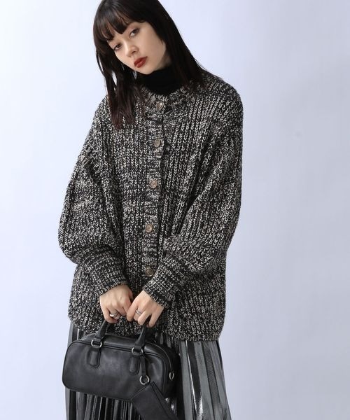 JEANASIS（ジーナシス）の「MIXヤーンオーバークルーカーディガン/989706（カーディガン/ボレロ・レディース・ブラック系その他/ホワイト系その他/ピンク系その他・FREE）」の15枚目の写真