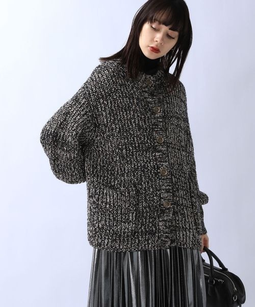 JEANASIS（ジーナシス）の「MIXヤーンオーバークルーカーディガン/989706（カーディガン/ボレロ・レディース・ブラック系その他/ホワイト系その他/ピンク系その他・FREE）」の16枚目の写真