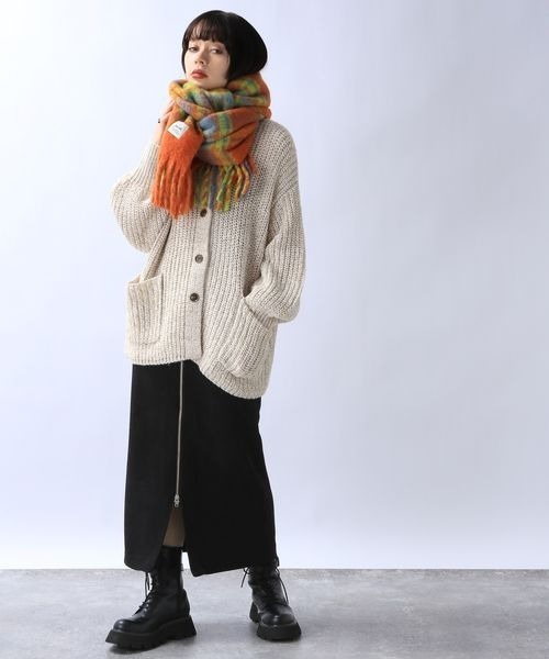 JEANASIS（ジーナシス）の「MIXヤーンオーバークルーカーディガン/989706（カーディガン/ボレロ・レディース・ブラック系その他/ホワイト系その他/ピンク系その他・FREE）」の7枚目の写真