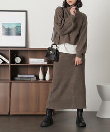 FREE'S MART | ◆ハーフジップニット×ナロースカートセットアップ(ワンピース)