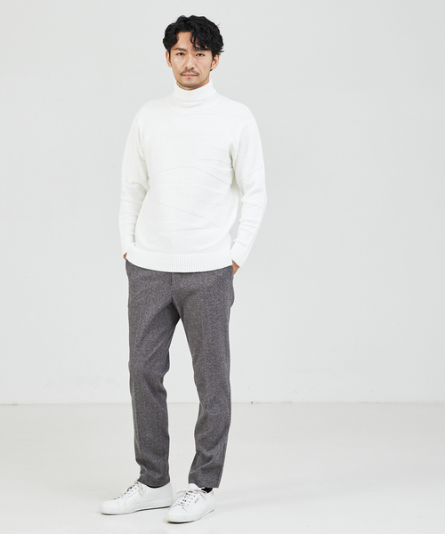 ABAHOUSE GRAY(アバハウスグレイ)の「【スポンジタッチ】シャドーカモフラ タートルネック ニット(ニット/セーター・メンズ・グレイッシュベージュ/ブラック/ホワイト/モカ・46/48)」の19枚目の写真