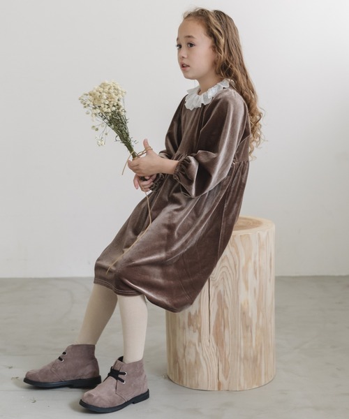 レース襟ベロアワンピース pairmanon（ペアマノン）の「レース襟ベロアワンピース（ワンピース