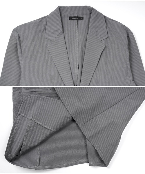 roshell(ロシェル)の「シアサッカー スリムテーラードジャケット(テーラードジャケット・メンズ・グレー/ブラック・LARGE/MEDIUM)」の4枚目の写真