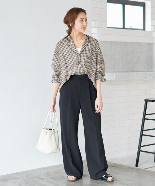 Spick & Span(スピックアンドスパン)の「≪追加≫ダブルクロスツータックパンツ(スラックス・レディース・チャコールグレー/ブラック・36/40/34/38)」の12枚目の写真