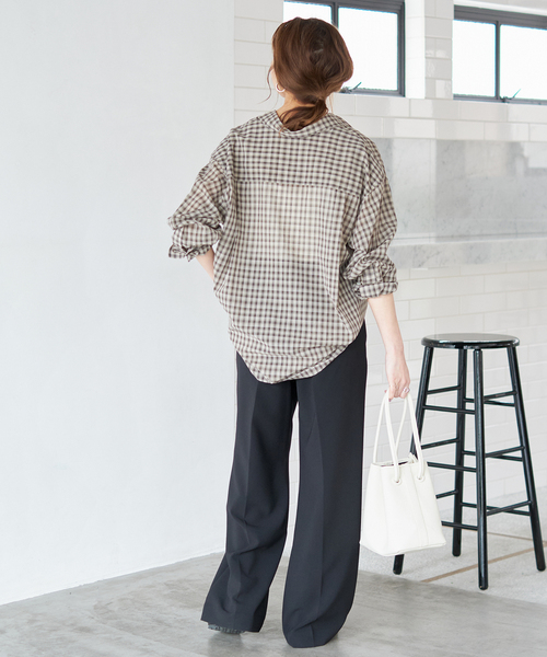Spick & Span(スピックアンドスパン)の「≪追加≫ダブルクロスツータックパンツ(スラックス・レディース・チャコールグレー/ブラック・36/40/34/38)」の13枚目の写真