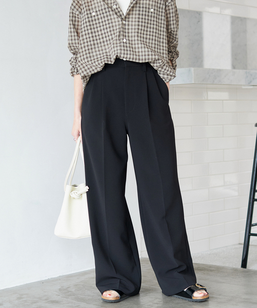 Spick & Span(スピックアンドスパン)の「≪追加≫ダブルクロスツータックパンツ(スラックス・レディース・チャコールグレー/ブラック・36/40/34/38)」の14枚目の写真