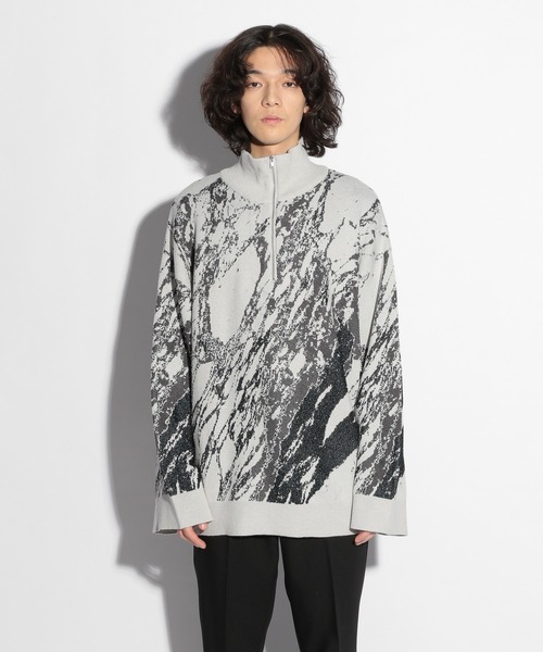 HARE（ハレ）の「ラメストーンガラハーフZIPニット(HARE)（ニット 