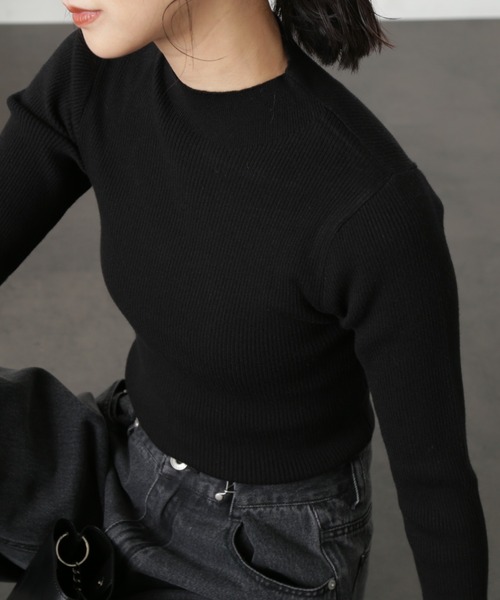 FREE'S MART（フリーズマート）の「◇［洗える］マシンウォッシャブルボトルネックニット（ニット/セーター・レディース・ホワイト/グリーン/ホワイト系その他/ブラック・FREE）」の3枚目の写真