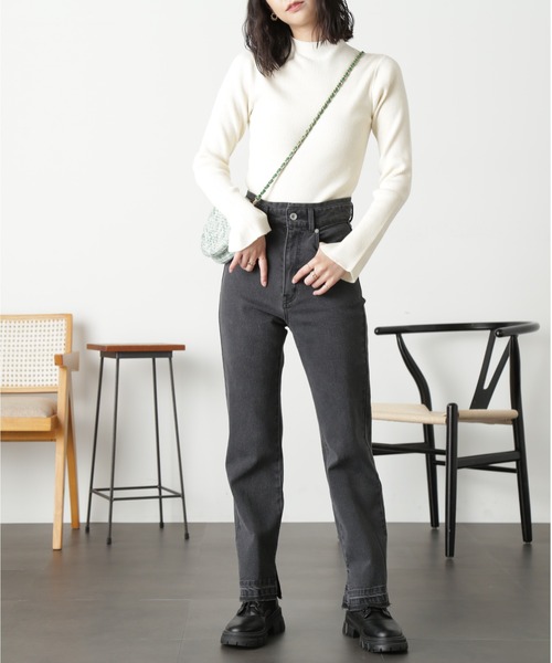 FREE'S MART（フリーズマート）の「◇［洗える］マシンウォッシャブルボトルネックニット（ニット/セーター・レディース・ホワイト/グリーン/ホワイト系その他/ブラック・FREE）」の11枚目の写真