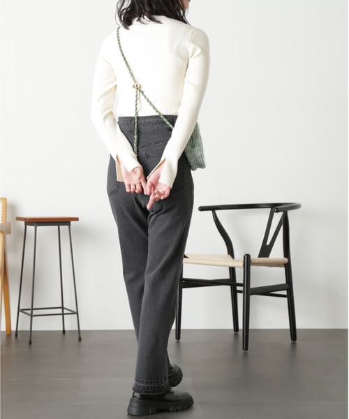 FREE'S MART（フリーズマート）の「◇［洗える］マシンウォッシャブルボトルネックニット（ニット/セーター・レディース・ホワイト/グリーン/ホワイト系その他/ブラック・FREE）」の9枚目の写真