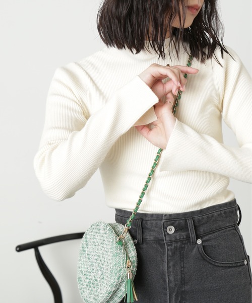 FREE'S MART（フリーズマート）の「◇［洗える］マシンウォッシャブルボトルネックニット（ニット/セーター・レディース・ホワイト/グリーン/ホワイト系その他/ブラック・FREE）」の6枚目の写真