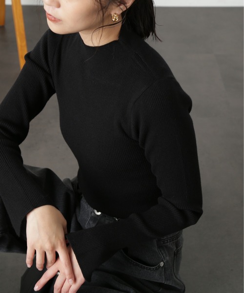 FREE'S MART（フリーズマート）の「◇［洗える］マシンウォッシャブルボトルネックニット（ニット/セーター・レディース・ホワイト/グリーン/ホワイト系その他/ブラック・FREE）」の14枚目の写真