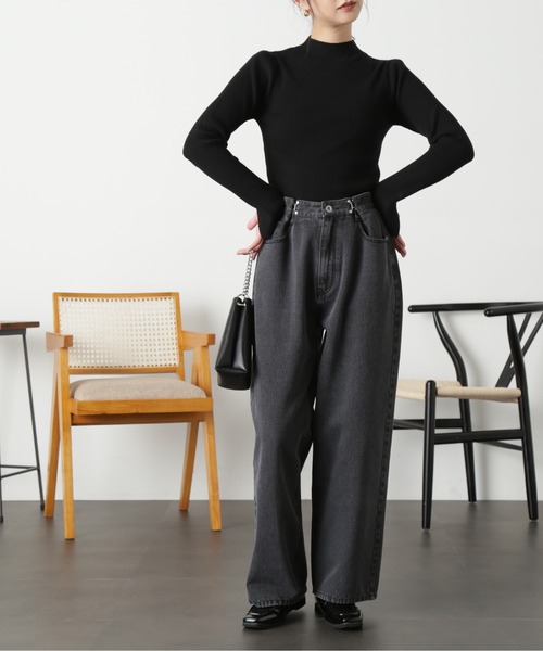 FREE'S MART（フリーズマート）の「◇［洗える］マシンウォッシャブルボトルネックニット（ニット/セーター・レディース・ホワイト/グリーン/ホワイト系その他/ブラック・FREE）」の16枚目の写真