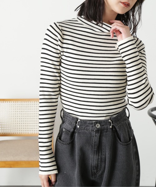 FREE'S MART（フリーズマート）の「◇［洗える］マシンウォッシャブルボトルネックニット（ニット/セーター・レディース・ホワイト/グリーン/ホワイト系その他/ブラック・FREE）」の21枚目の写真