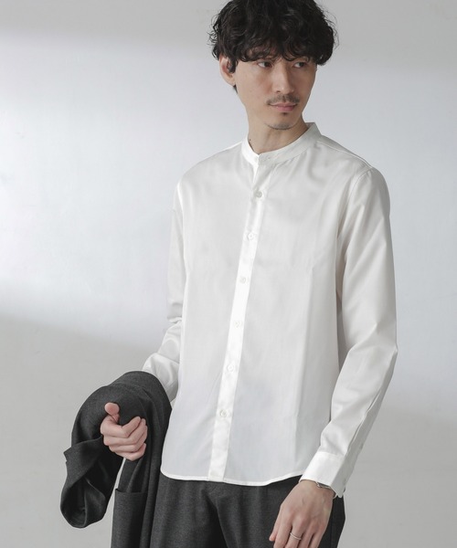 NANO universe（ナノユニバース）の「スタンダードバンドカラーシャツ/長袖（シャツ/ブラウス・メンズ・ライトベージュ/ホワイト/チャコール・L/M/S/XL）」の15枚目の写真