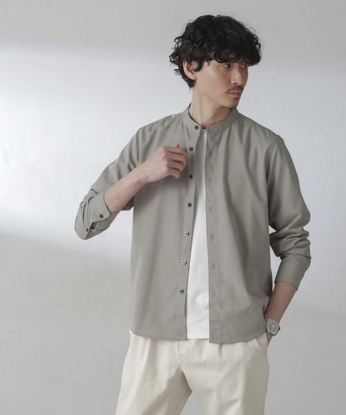 NANO universe（ナノユニバース）の「スタンダードバンドカラーシャツ/長袖（シャツ/ブラウス・メンズ・ライトベージュ/ホワイト/チャコール・L/M/S/XL）」の12枚目の写真