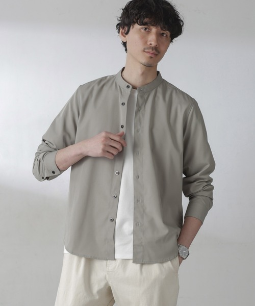 NANO universe（ナノユニバース）の「スタンダードバンドカラーシャツ/長袖（シャツ/ブラウス・メンズ・ライトベージュ/ホワイト/チャコール・L/M/S/XL）」の18枚目の写真