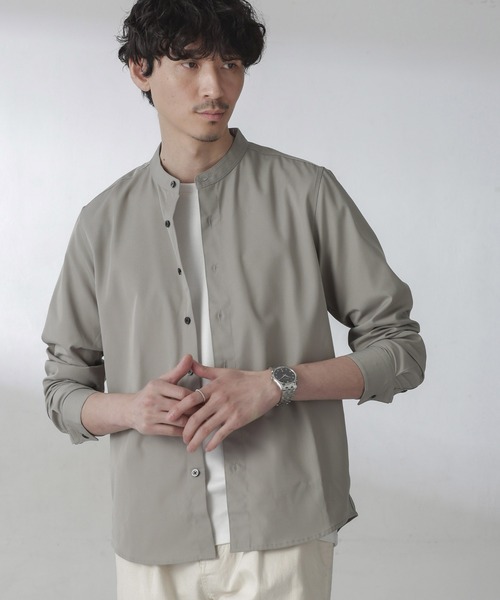 NANO universe（ナノユニバース）の「スタンダードバンドカラーシャツ/長袖（シャツ/ブラウス・メンズ・ライトベージュ/ホワイト/チャコール・L/M/S/XL）」の20枚目の写真