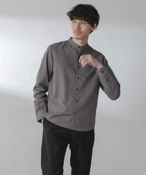 NANO universe（ナノユニバース）の「スタンダードバンドカラーシャツ/長袖（シャツ/ブラウス・メンズ・ライトベージュ/ホワイト/チャコール・L/M/S/XL）」の16枚目の写真