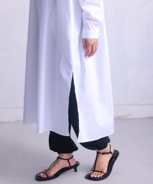 COCO WALK（ココウォーク）の「COCOWALK:C+H :Long Shirts/ロングシャツ（シャツワンピース・レディース・ホワイト/ネイビー/ピンク/ブルー・FREE）」の9枚目の写真