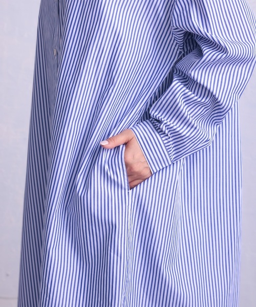 COCO WALK（ココウォーク）の「COCOWALK:C+H :Long Shirts/ロングシャツ（シャツワンピース・レディース・ホワイト/ネイビー/ピンク/ブルー・FREE）」の20枚目の写真