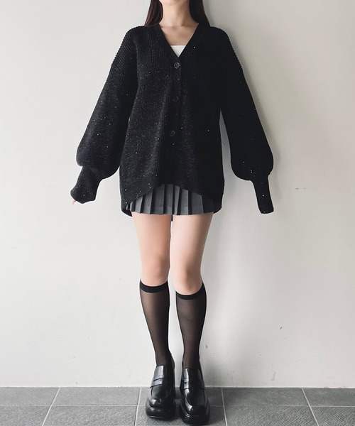 NOMAE(ノーマエ)の「きらきらラメニットカーディガン(カーディガン/ボレロ・レディース・ベージュ/ブラック/ホワイト/ブルー・FREE)」の2枚目の写真