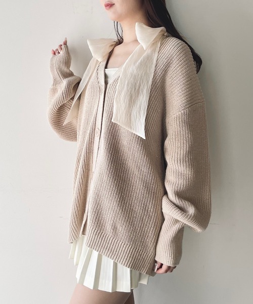 NOMAE(ノーマエ)の「きらきらラメニットカーディガン(カーディガン/ボレロ・レディース・ベージュ/ブラック/ホワイト/ブルー・FREE)」の5枚目の写真