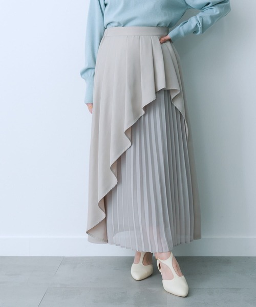 HEYUMM（ヘユム）の「シアープリーツレイヤードスカート（スカート・レディース・ライトベージュ/ラベンダー/チャコールグレー・SMALL/MEDIUM）」の4枚目の写真