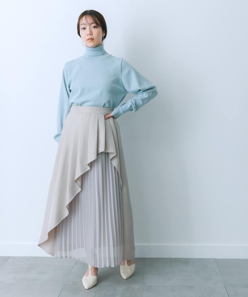 HEYUMM（ヘユム）の「シアープリーツレイヤードスカート（スカート・レディース・ライトベージュ/ラベンダー/チャコールグレー・SMALL/MEDIUM）」の6枚目の写真