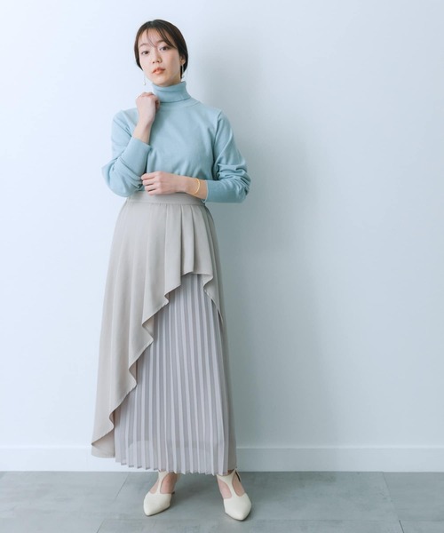 HEYUMM（ヘユム）の「シアープリーツレイヤードスカート（スカート・レディース・ライトベージュ/ラベンダー/チャコールグレー・SMALL/MEDIUM）」の7枚目の写真