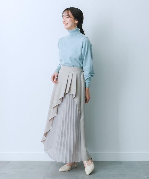 HEYUMM（ヘユム）の「シアープリーツレイヤードスカート（スカート・レディース・ライトベージュ/ラベンダー/チャコールグレー・SMALL/MEDIUM）」の9枚目の写真