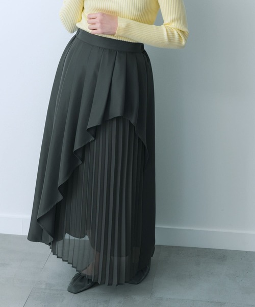 HEYUMM（ヘユム）の「シアープリーツレイヤードスカート（スカート・レディース・ライトベージュ/ラベンダー/チャコールグレー・SMALL/MEDIUM）」の16枚目の写真