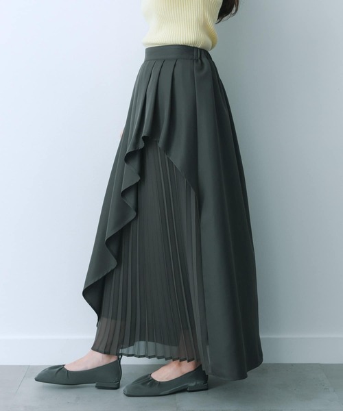 HEYUMM（ヘユム）の「シアープリーツレイヤードスカート（スカート・レディース・ライトベージュ/ラベンダー/チャコールグレー・SMALL/MEDIUM）」の18枚目の写真